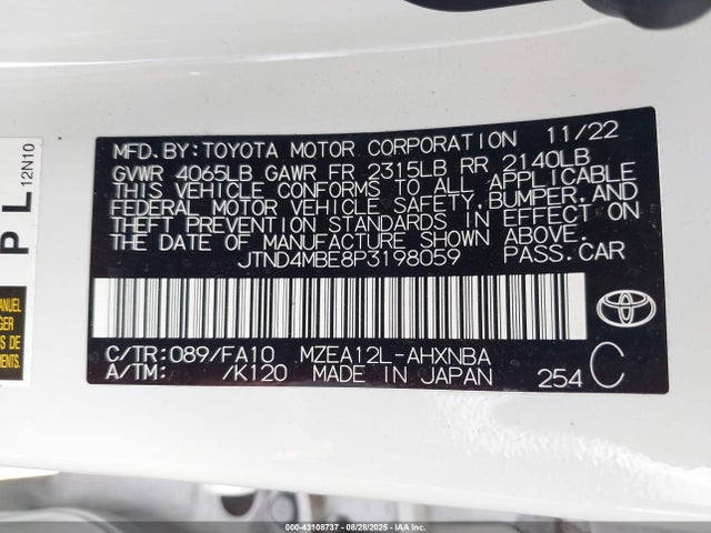Toyota m20a-fks 2023 JTND4MBE8P3198059 Image 9