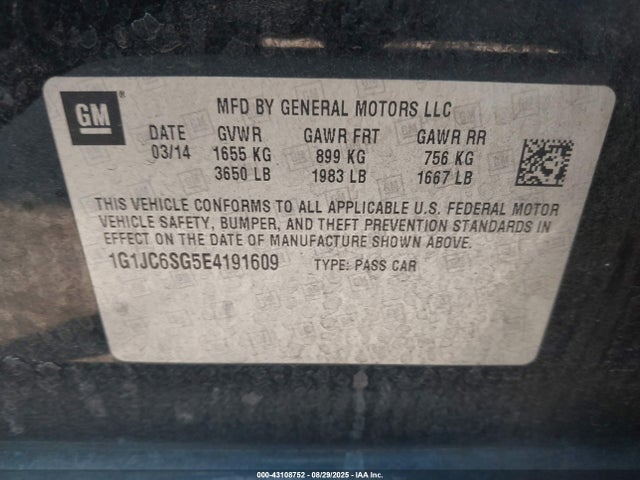 1G1JC6SG5E4191609 Chevrolet lwe