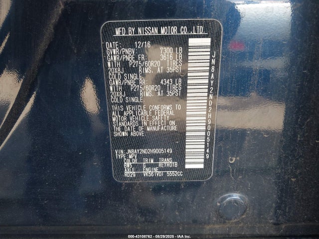 Nissan 2017 2017 JN8AY2ND2H9005149 Image 9