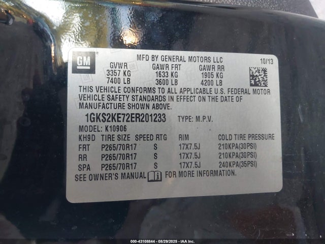 Aukcja sprzedaży 2014 Gmc Yukon Xl 1500 Slt, vin: 1GKS2KE72ER201233, numer aukcji: 43108844