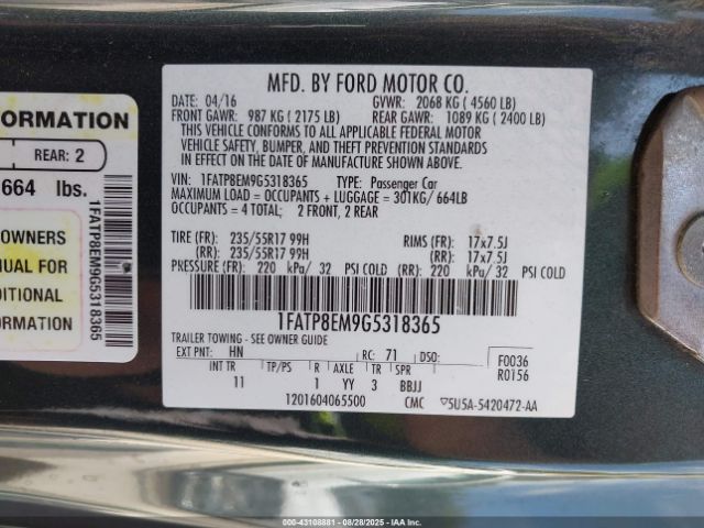 2016 FORD MUSTANG 1FATP8EM9G5318365 Photo 8