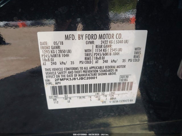 Ford 2018 2018 2FMPK3J81JBC20001 Image 9