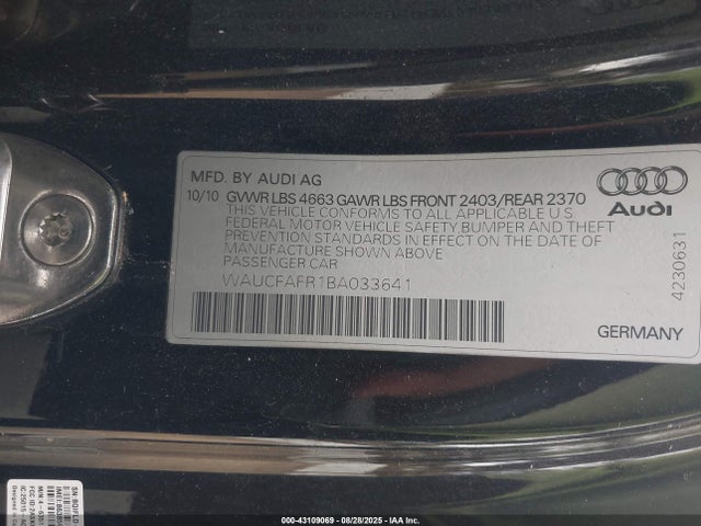 2011 AUDI A5 WAUCFAFR1BA033641 Photo 8