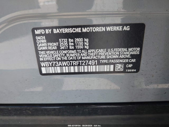 WBY73AW07RFT27491 BMW 2024
