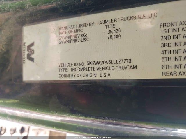 2020 Western Star 4700 Set Forward Axle მანქანა იყიდება აუქციონზე, vin: 5KKWAVDV5LLLZ7779, აუქციონის ნომერი: 43109123