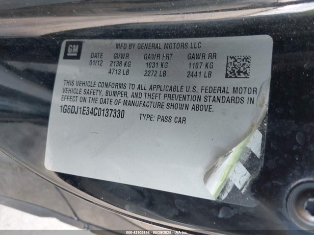 2012 CADILLAC CTS 1G6DJ1E34C0137330 Photo 8