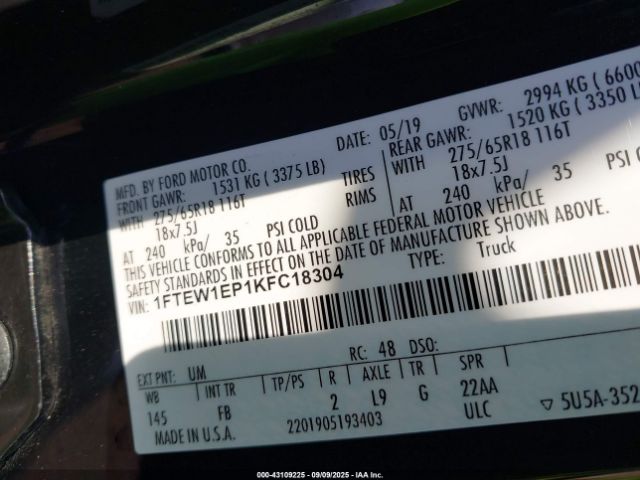 2019 FORD F-150 1FTEW1EP1KFC18304 Photo 8