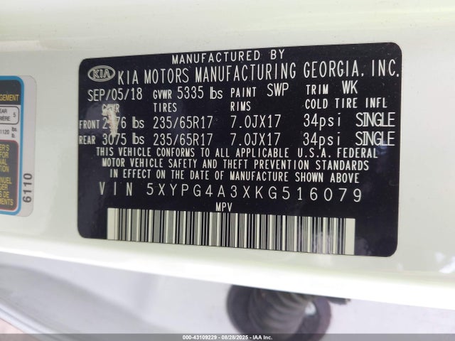 5XYPG4A3XKG516079 KIA gdi theta-ii
