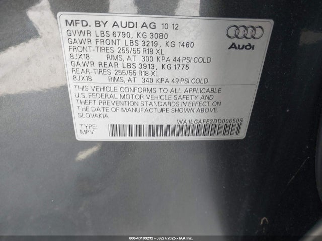 2013 AUDI Q7 WA1LGAFE2DD006506 Photo 8