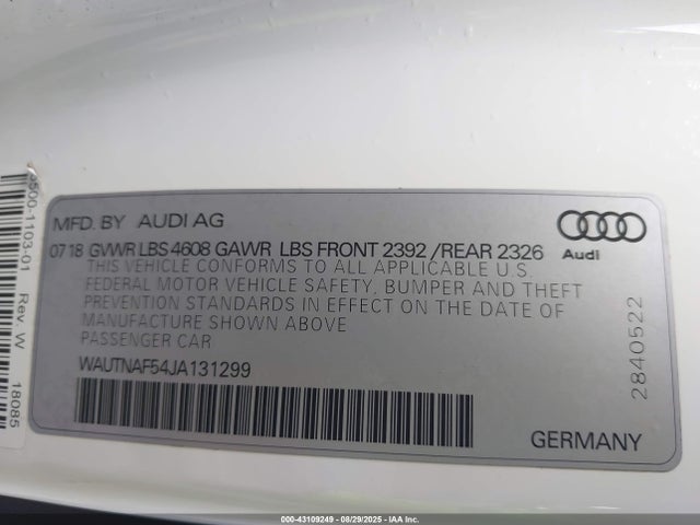 2018 AUDI A5 WAUTNAF54JA131299 Photo 8