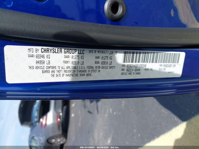 2012 DODGE CHALLENGER 2C3CDYAG8CH292206 Photo 8