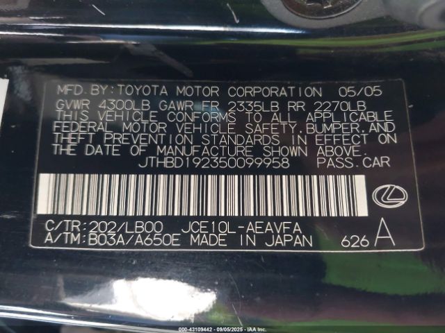 2005 LEXUS IS 300 JTHBD192350099958 Photo 8