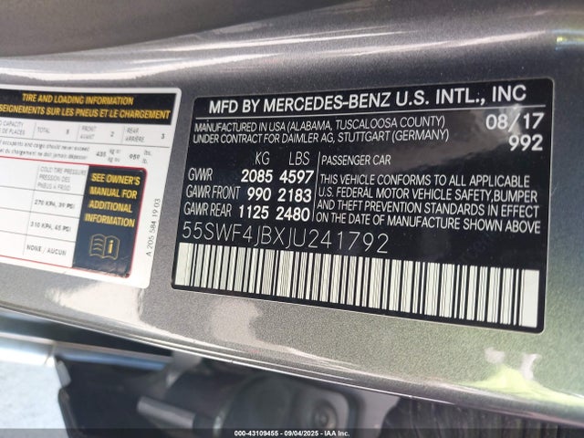 55SWF4JBXJU241792 Mercedes-Benz m274