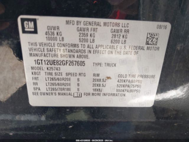 2016 GMC SIERRA 2500HD 1GT12UE82GF267605 Photo 8