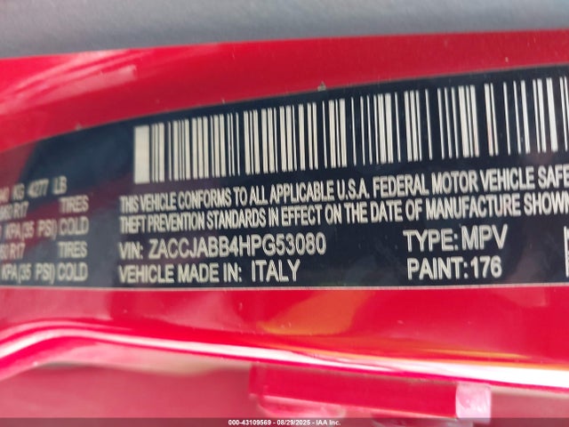 Jeep Renegade 2017 ZACCJABB4HPG53080 Image 9