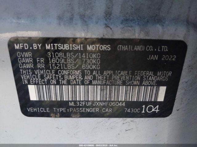 2022 MITSUBISHI MIRAGE G4 ML32FUFJXNHF06044 Photo 8