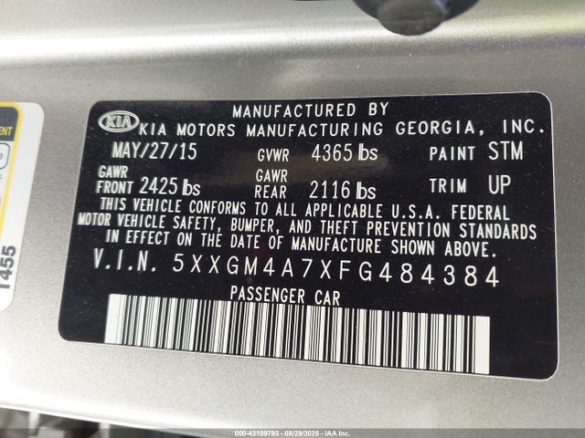 5XXGM4A7XFG484384 KIA dohc gdi theta ii