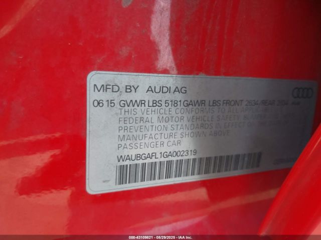 2016 AUDI S4 WAUBGAFL1GA002319 Photo 8