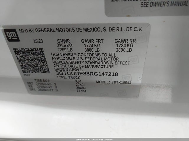 3GTUUDE88RG147218 GMC lz0
