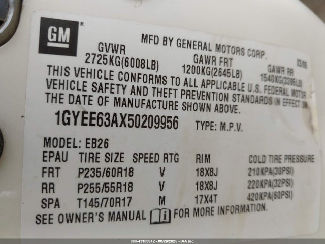 2005 CADILLAC SRX 1GYEE63AX50209956 Photo 8