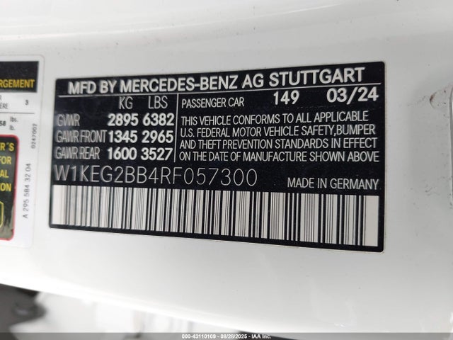 Mercedes-Benz electric motor 2024 W1KEG2BB4RF057300 Image 9