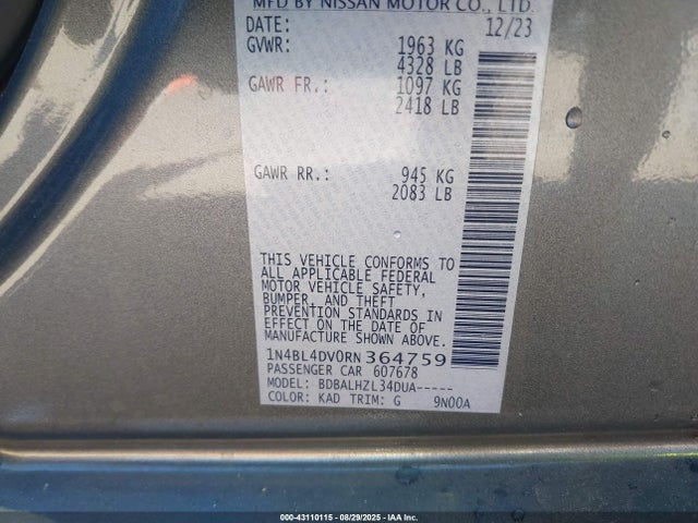1N4BL4DV0RN364759 Nissan Altima