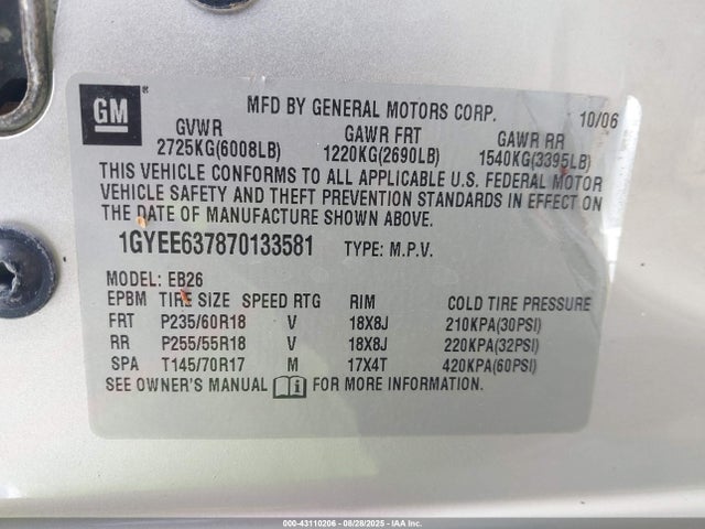 2007 CADILLAC SRX 1GYEE637870133581 Photo 8
