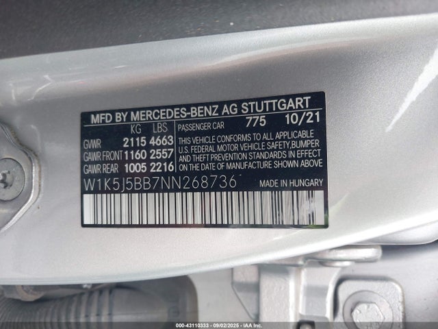 W1K5J5BB7NN268736 Mercedes-Benz m260