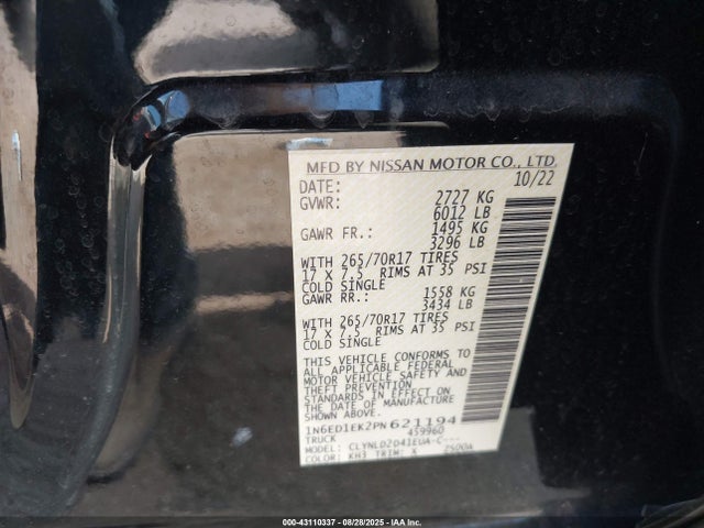 1N6ED1EK2PN621194 Nissan 2023