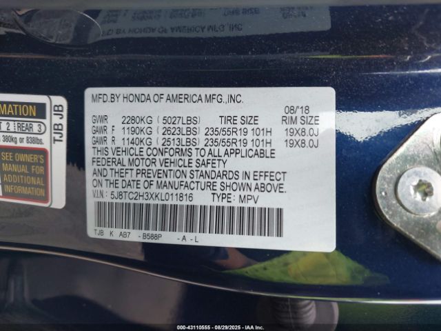 2019 ACURA RDX 5J8TC2H3XKL011816 Photo 8