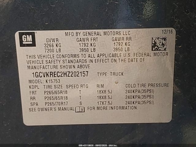 2017 CHEVROLET SILVERADO 1500 1GCVKREC2HZ202157 Photo 8