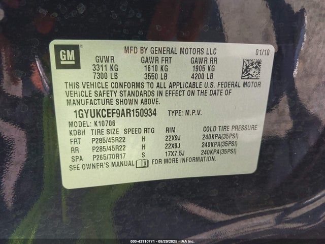 2010 CADILLAC ESCALADE 1GYUKCEF9AR150934 Photo 8