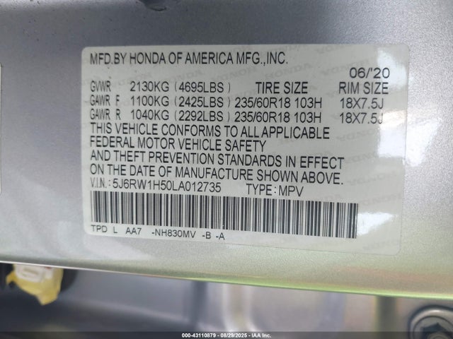 Honda l15be 2020 5J6RW1H50LA012735 Image 9