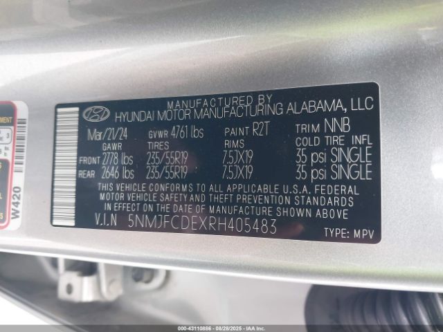 2024 HYUNDAI TUCSON 5NMJFCDEXRH405483 Photo 8