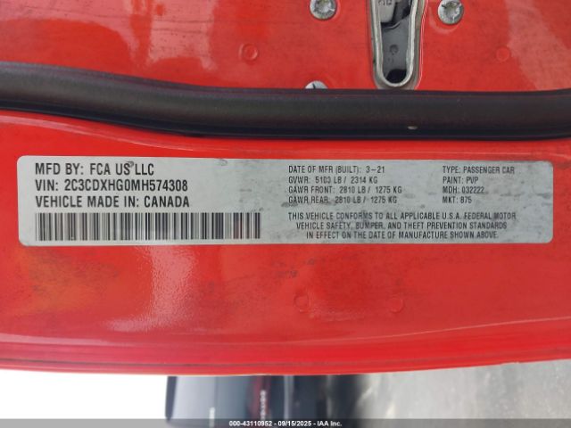 2021 DODGE CHARGER 2C3CDXHG0MH574308 Photo 8