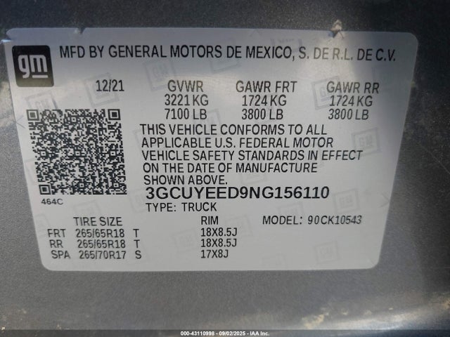 2022 CHEVROLET SILVERADO 1500 LTD 3GCUYEED9NG156110 Photo 8