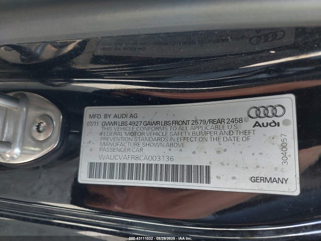 2012 AUDI S5 WAUCVAFR8CA003136 Photo 8