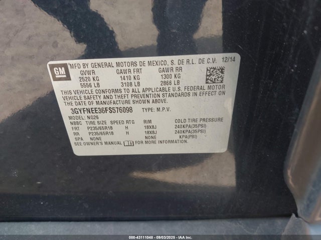 2015 CADILLAC SRX 3GYFNEE36FS576098 Photo 8