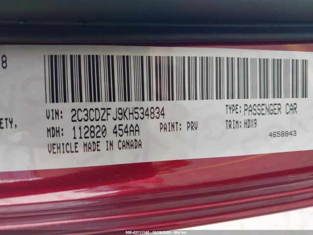 2C3CDZFJ9KH534834 Dodge 2019