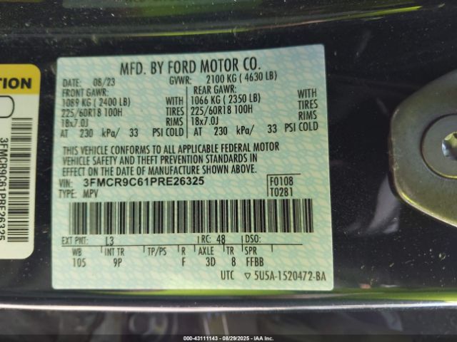 2023 FORD BRONCO SPORT 3FMCR9C61PRE26325 Photo 8