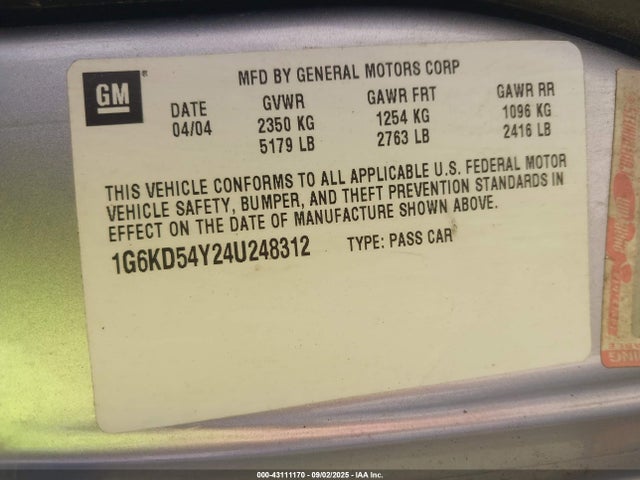 2004 CADILLAC DEVILLE 1G6KD54Y24U248312 Photo 8