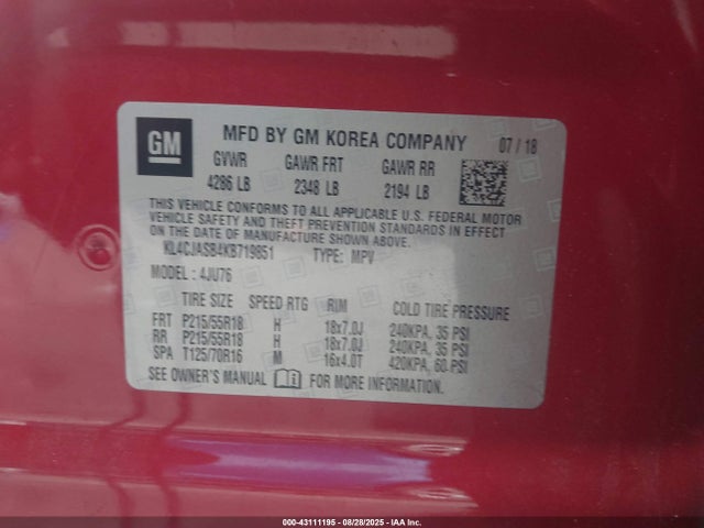 Buick luv: mfi, variable valve timing, alum, e85 max 2019 KL4CJASB4KB719851 Image 9