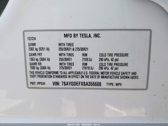 2025 TESLA MODEL Y 7SAYGDEFXSA356608 Photo 8