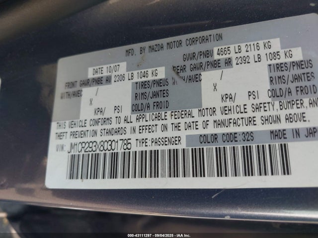 Продажа на аукционе авто 2008 Mazda Mazda5 Sport, vin: JM1CR293X80301785, номер лота: 43111297