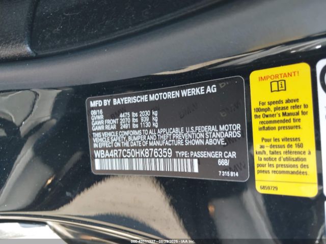 2017 BMW 430I WBA4R7C50HK876359 Photo 8