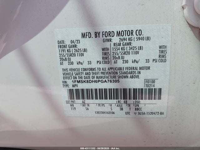 1FMSK8DH6PGA76305 Ford ti-vct