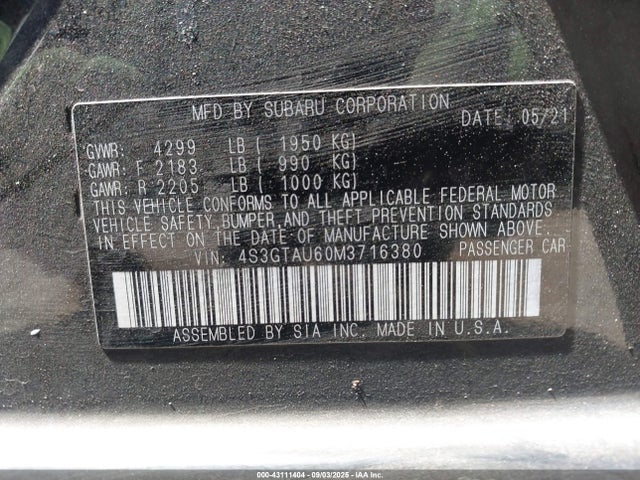4S3GTAU60M3716380 Subaru na