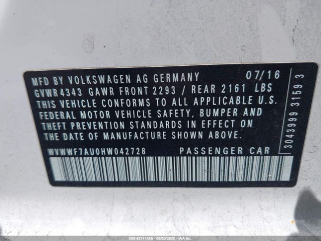 2017 VOLKSWAGEN GOLF R WVWWF7AU0HW042728 Photo 8