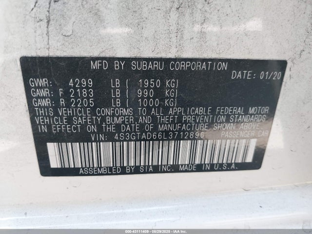 4S3GTAD66L3712896 Subaru 2020