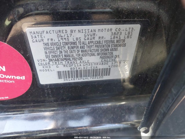 3N1AB7AP6HL702120 Nissan Sentra